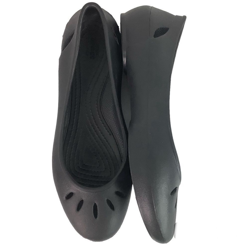 CROCS Prima Ballet Round Toe Slip On Black Women’s Shoes Sz 9